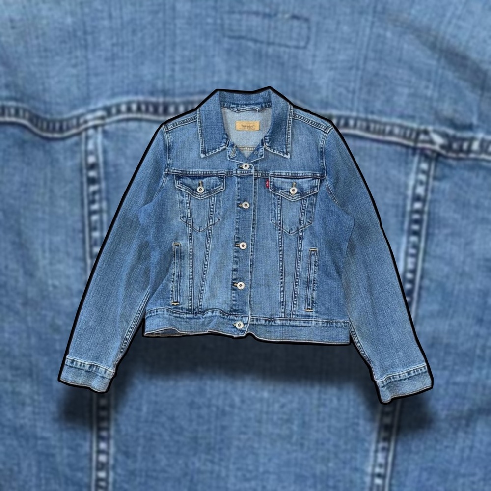 Levi’s XL Blue Denim Jean Jacket 730S775B10001 Fitted Cropped Stretch